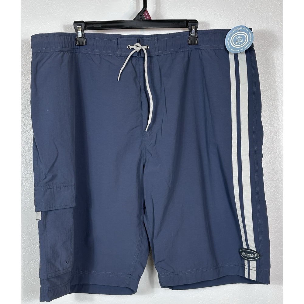 Life Is Good Dark Blue Cargo Drawstring Swim Shorts size XXL